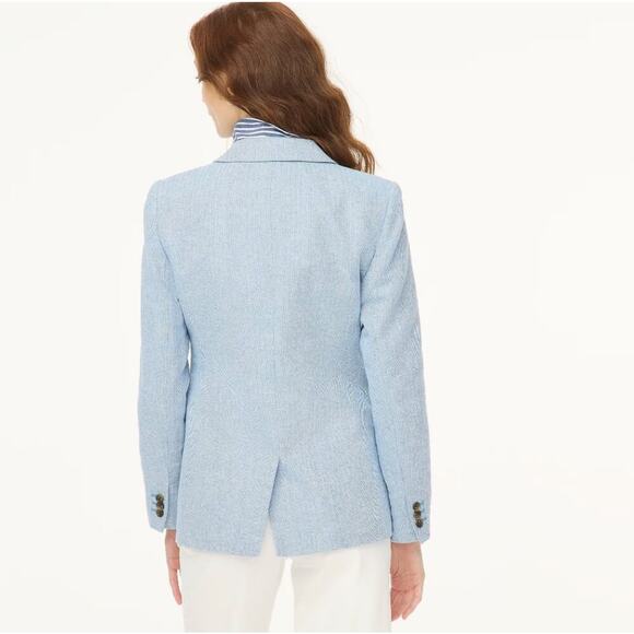 J. Crew Linen Blend Herringbone One-Button Blazer Jacket Long Sleeve Size 10 NWT - Picture 2 of 12